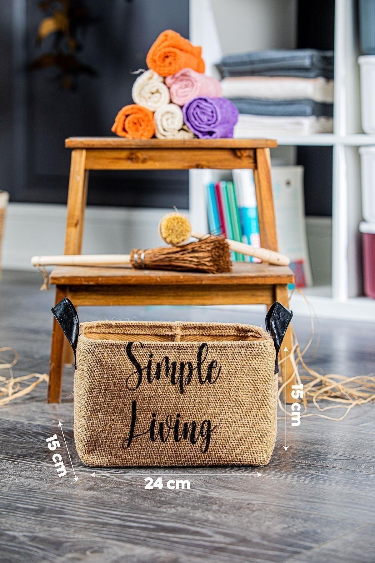 Simple Living Midi Mini Maxi Jute Rectangular Basket Set of 3 - Swordslife