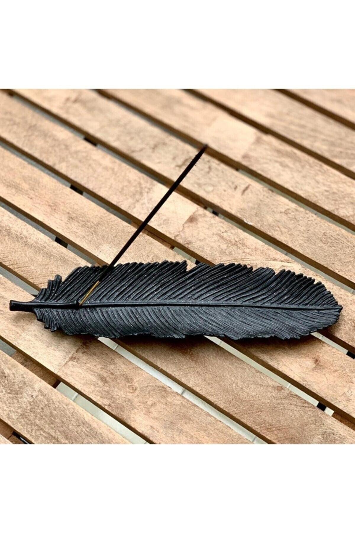 Simurgh Feather Stick Incense Holder 1 Piece Black - Swordslife