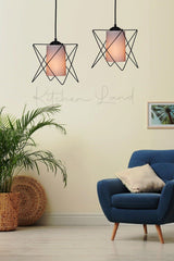 Single Special Design Star-triangle Black Set of 2 Pendant Chandelier (GLASS) - Swordslife