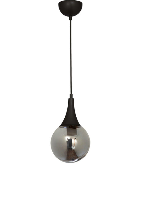 Single Drop Black Round Smoked Glass Pendant Lamp Chandelier - Swordslife