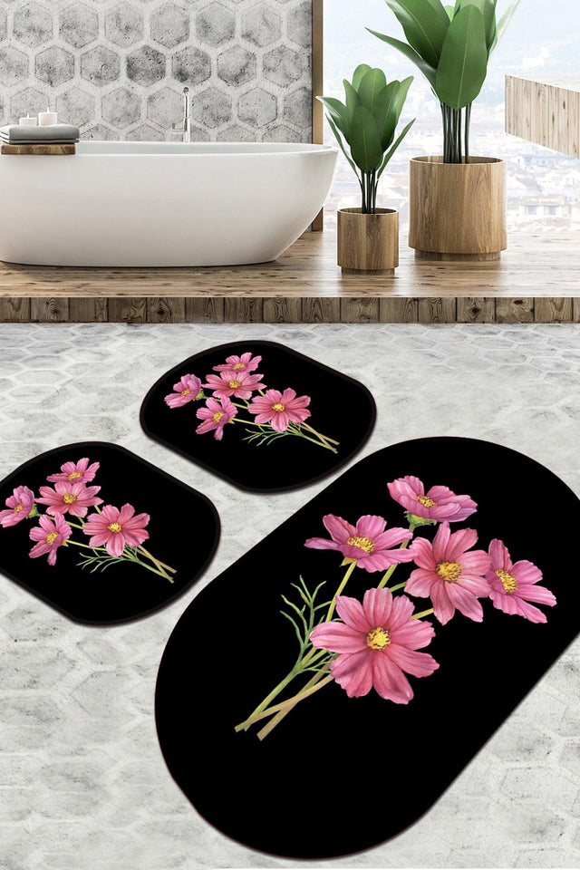 Sitivo Black Bathroom Carpet Djt Set of 3 - Swordslife