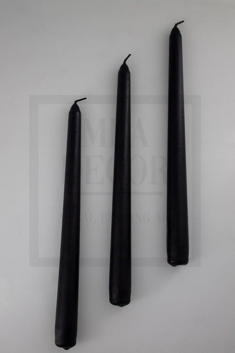 Black 3 Piece Candlestick Candle Matte Candle Metallic Plated Body 1st Quality Long Stick Conical - Swordslife