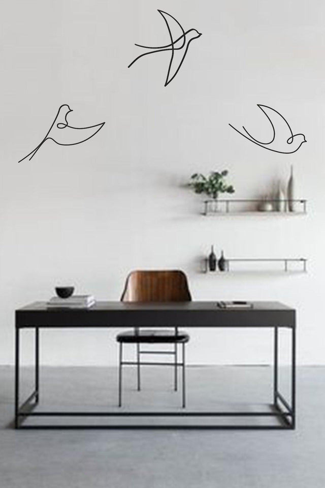 Black Wood 3 Piece Modern Bird Wall Decor 40x55cm Mdf Table For Living Room Living Room Bedroom - Swordslife