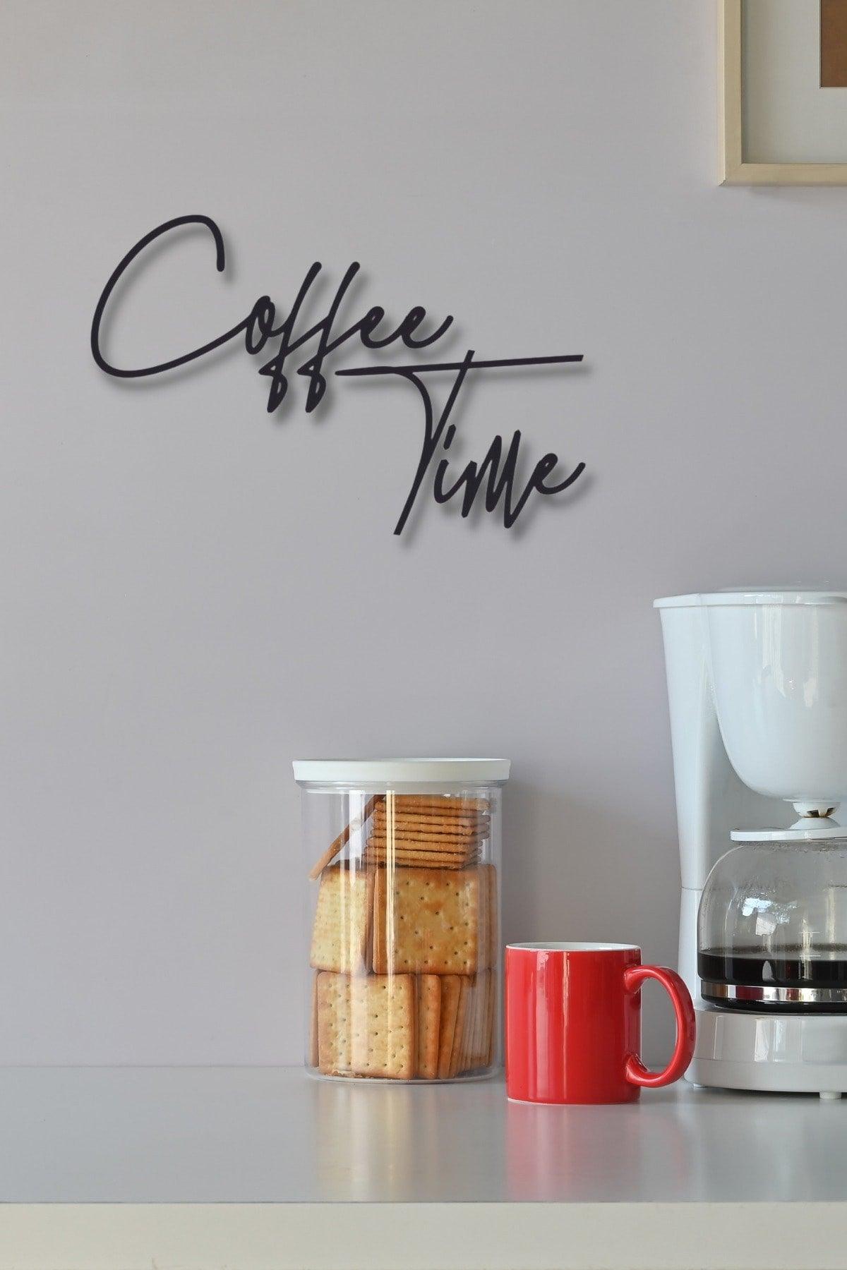 Black Wood Coffee Time Coffee Time Wall Art Lettering Wall Decor For Kitchen Cafe 45x30 cm Painting - Swordslife