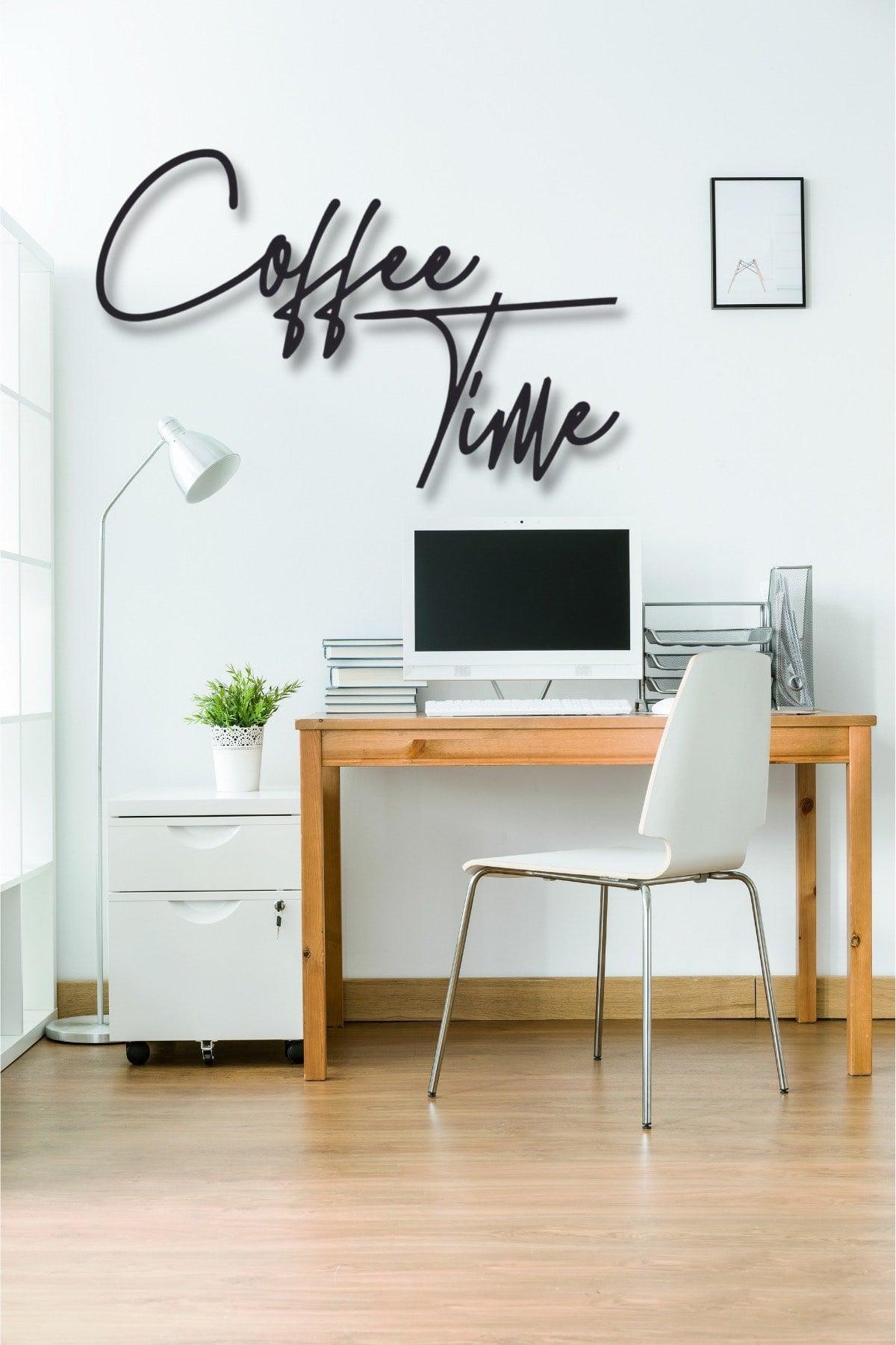 Black Wood Coffee Time Coffee Time Wall Art Lettering Wall Decor For Kitchen Cafe 45x30 cm Painting - Swordslife