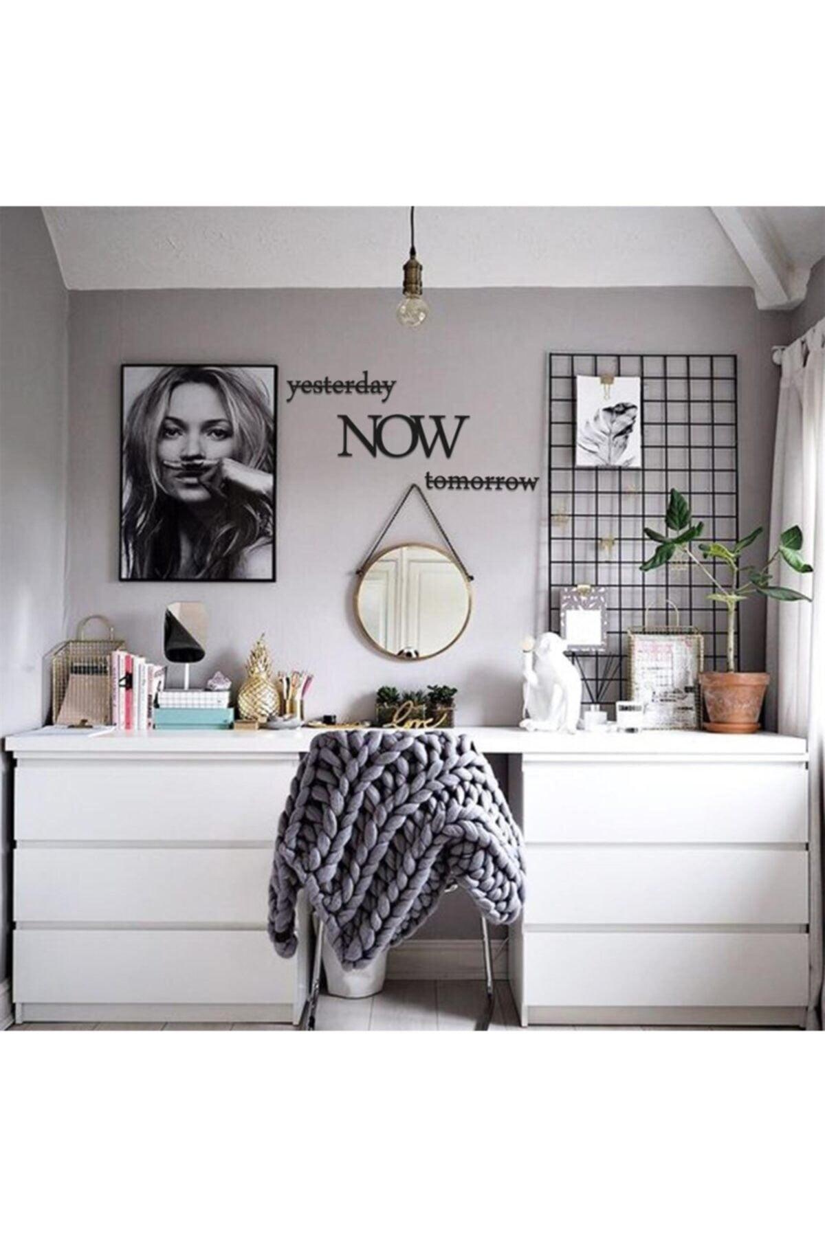 Black Wood Yesterday Tomorrow Now Wall Decor 50x50cm Painting For Living Room Living Room Game Room - Swordslife