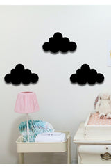 Black Cloud 3 Piece Set Cloud Wall Decor Kids Room Ornament - Swordslife