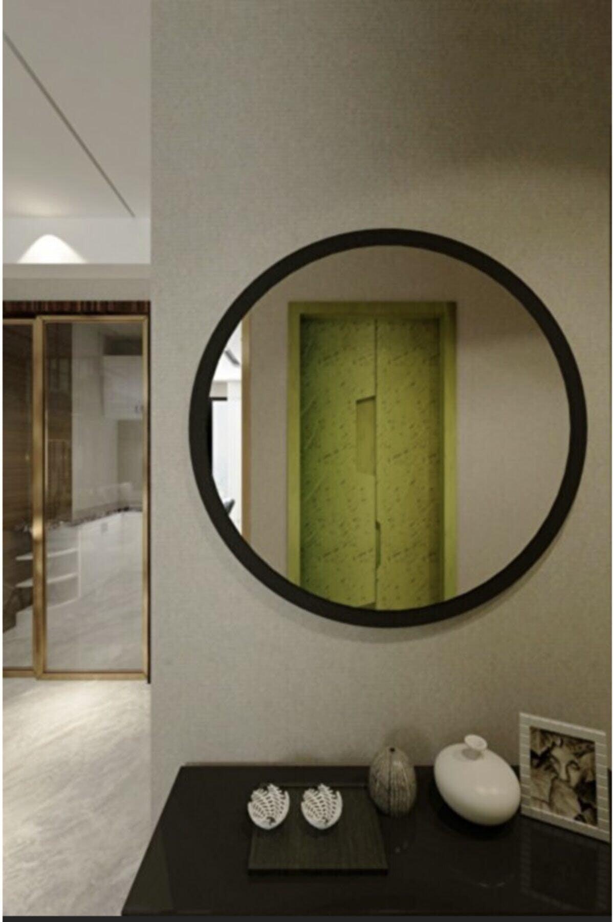 Black Decorative Round Entrance Hall Corridor Wall Living Room Kitchen Bathroom Wc Office Mirror - Swordslife