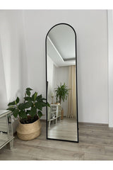 Black Metal Framed 180x50 Cm Oval Footed Full Length Mirror - Swordslife