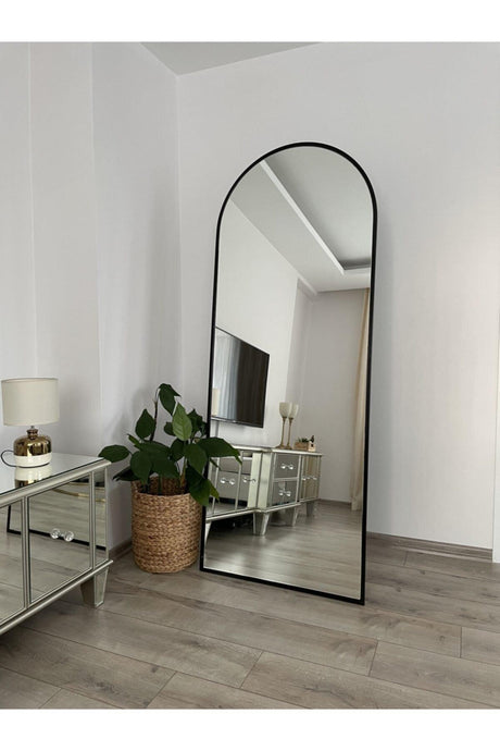 Black Metal Framed 180x70 Footed Full Length Mirror - Swordslife