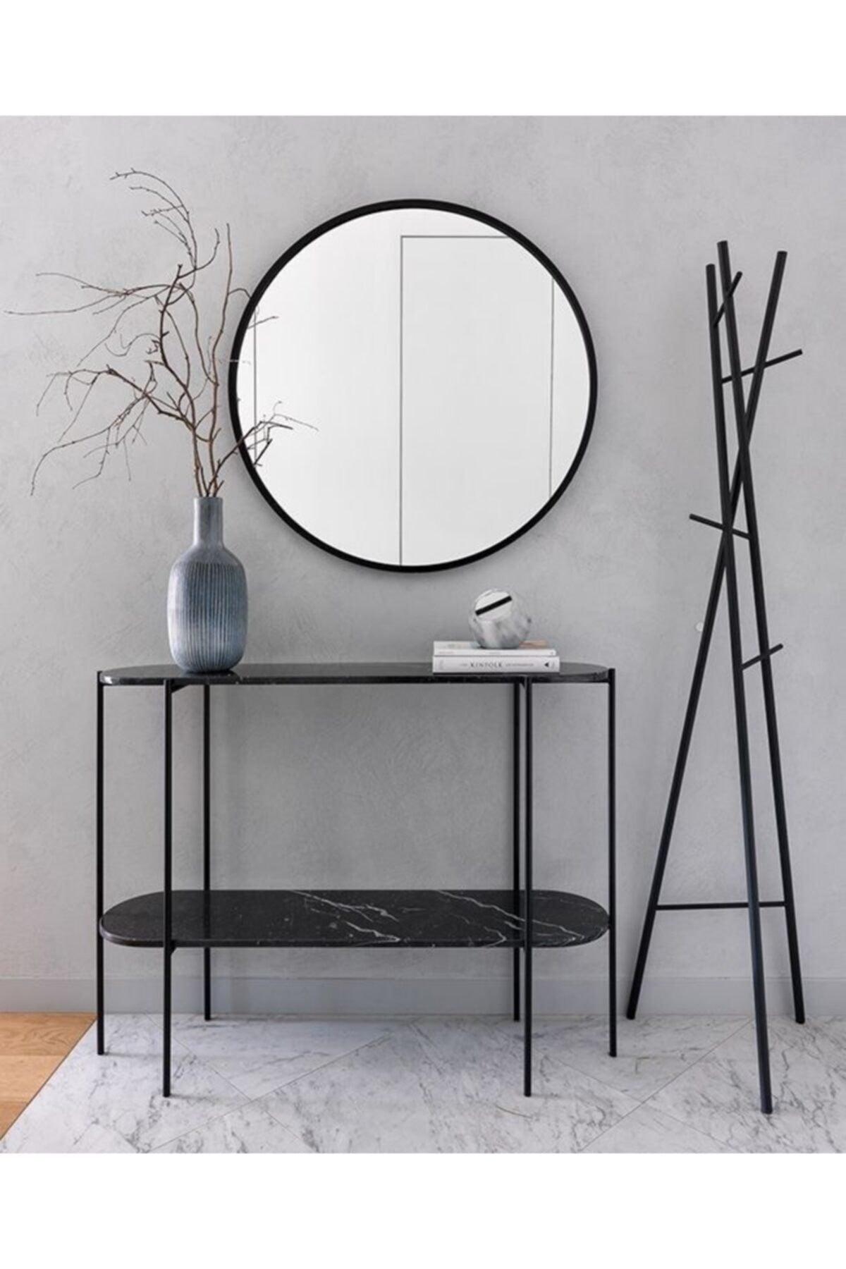 Black Metal Framed Round Mirror 60 Cm - Swordslife