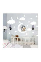 Sleeping Teddy Bear, Star, Cloud Set Baby Kids Room Wall Sticker - Swordslife