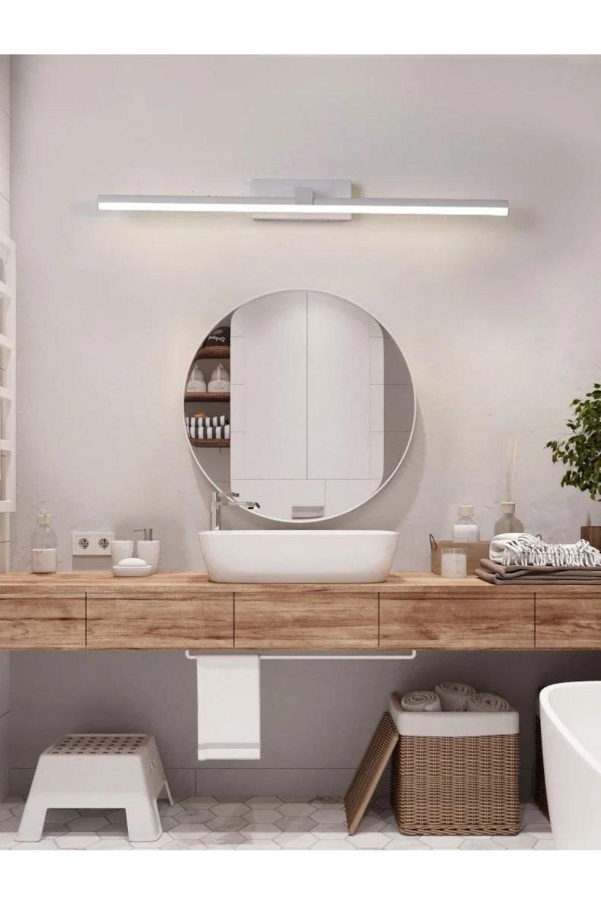 Slimline White Table Mirror Bathroom Sconce 50 Cm Daylight Led Wall Sconce - Swordslife