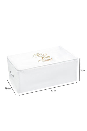 Small Size Print Detailed White Storage Bag 52 X 28 X 21 Cm - Swordslife