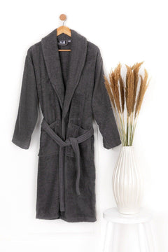 Extra soft 100% cotton bathrobe in anthracite