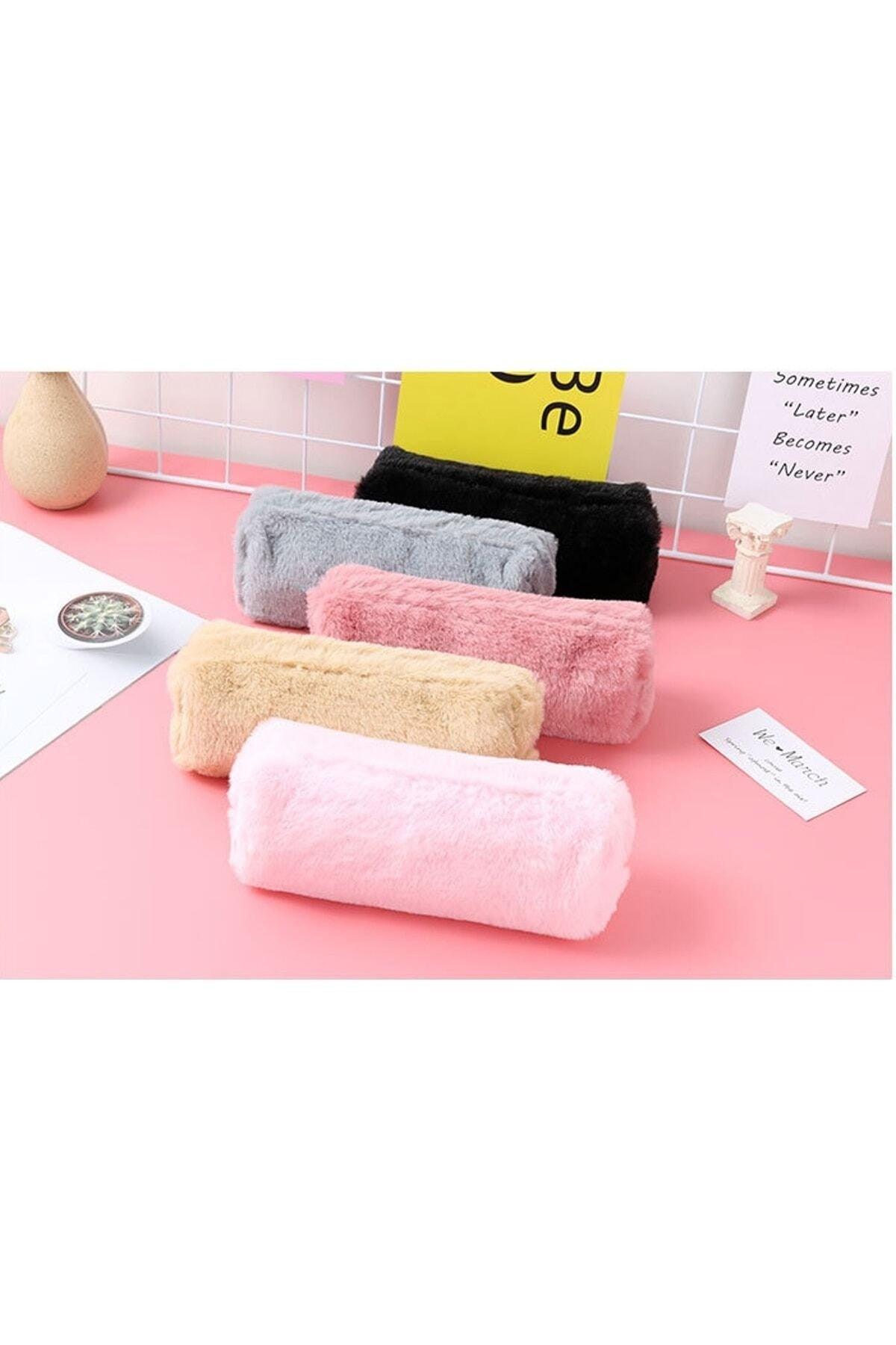 Soft Color Beige Plush Pencil Case Pen Holder Hand