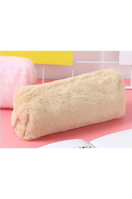 Soft Color Beige Plush Pencil Case Pen Holder Hand