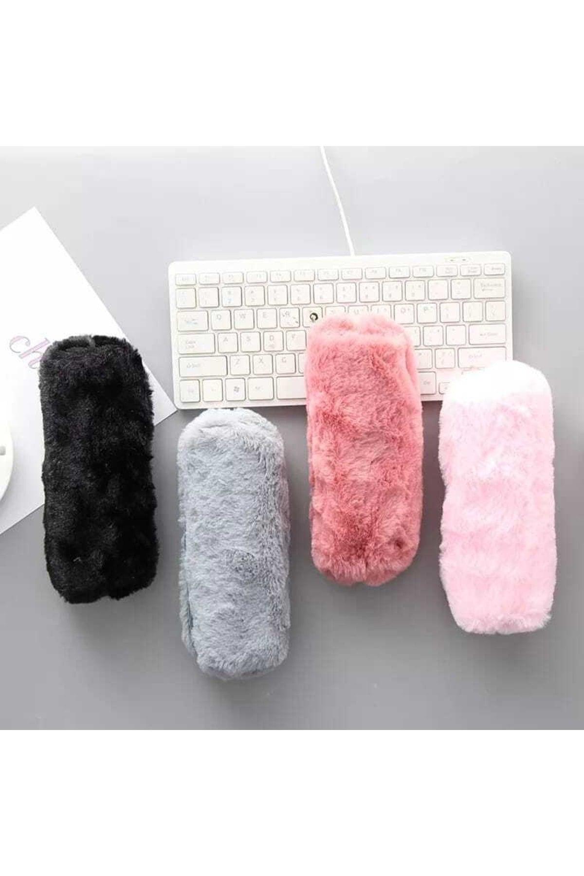 Soft Color Black Plush Pencil Case Pen Holder