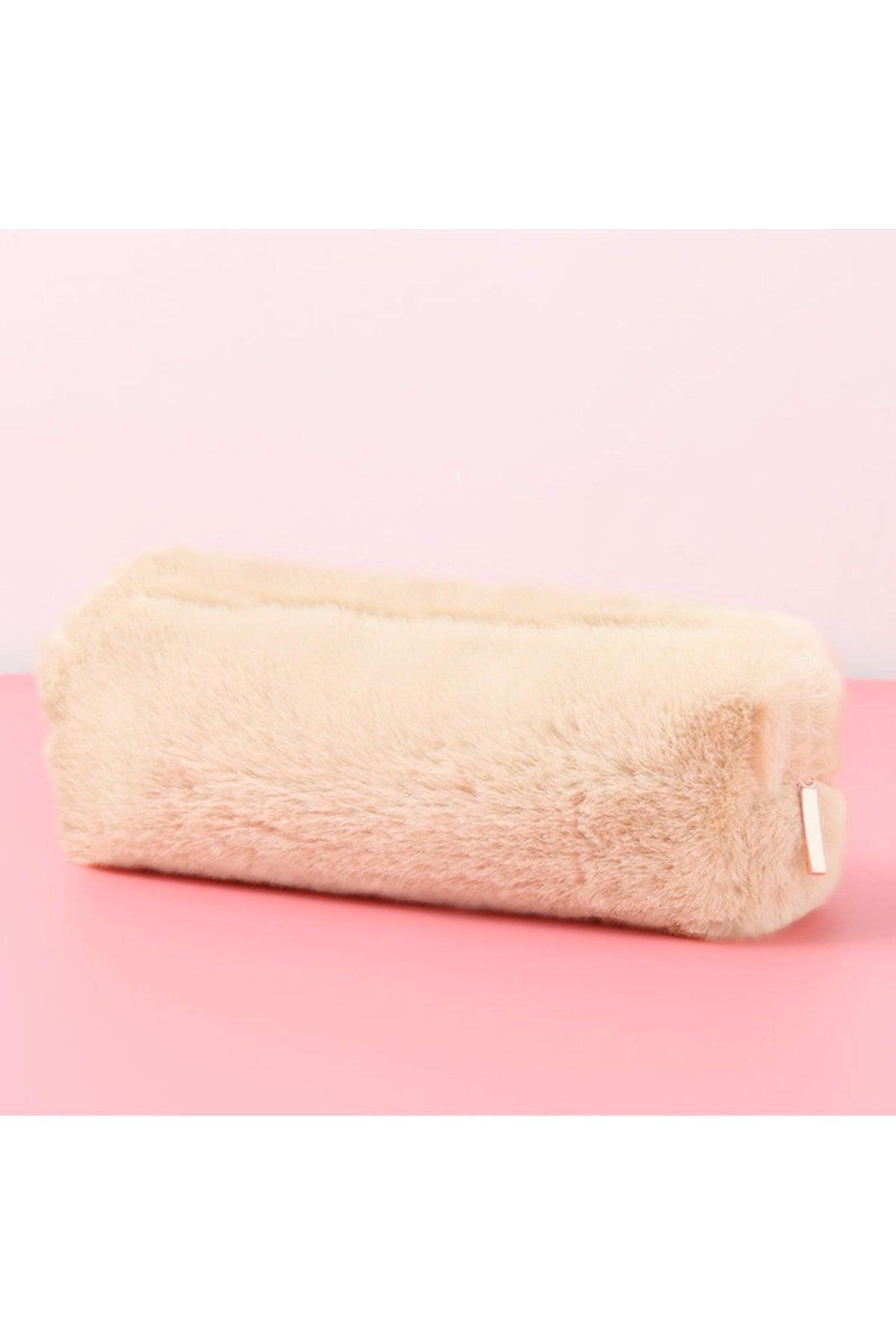 Soft Color Cream Plush Pencil Case Pen Holder Hand