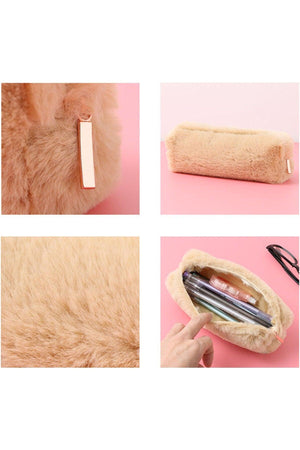 Soft Color Cream Plush Pencil Case Pen Holder Hand