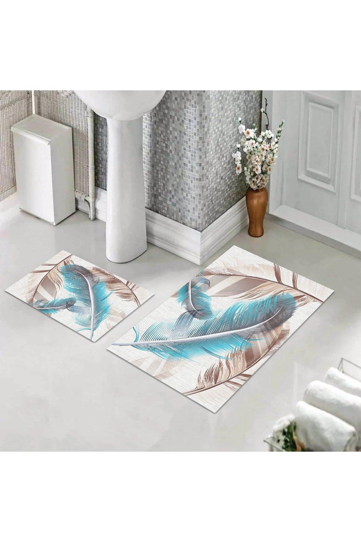 Soft Feather Non-Slip Base Set of 2 Bathroom Carpet Doormat Closet Set - Swordslife