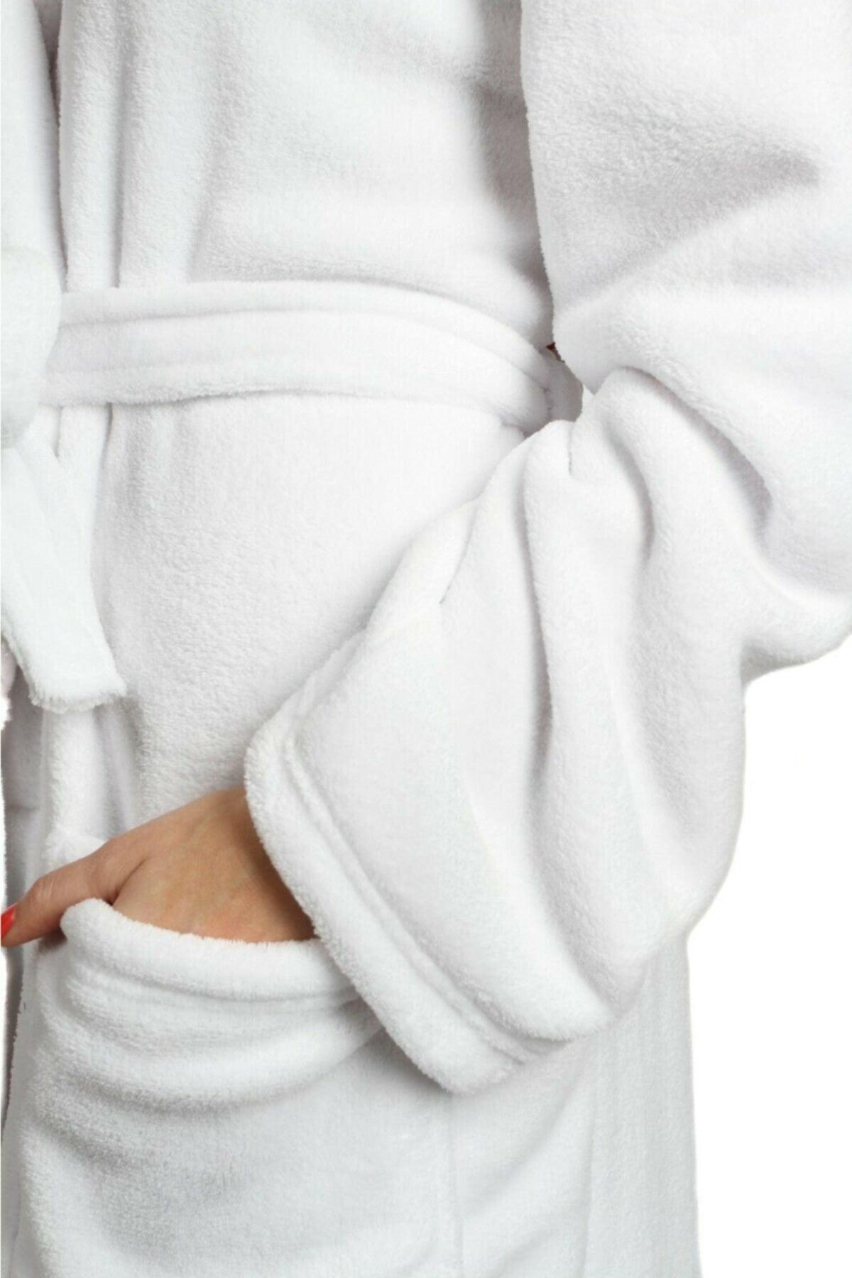 Soft Textured White Bathrobe 100% Cotton - Swordslife