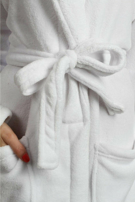 Soft Textured White Bathrobe 100% Cotton - Swordslife