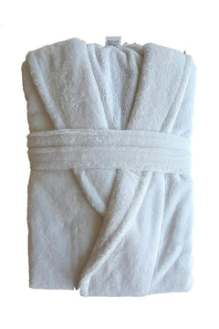 100% cotton white shawl collar terry bathrobe