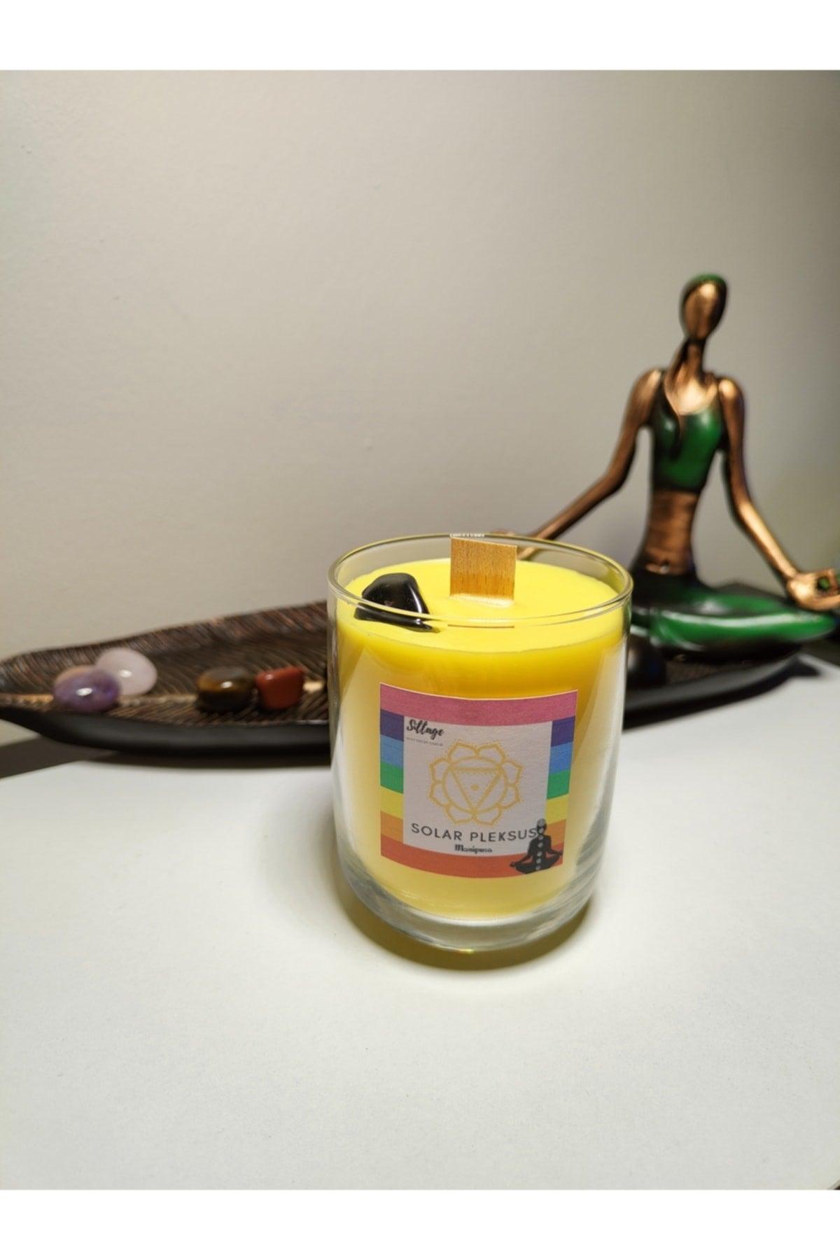 Solar Plexus Chakra Meditation Yoga Healing Candle With Jasper Stone And Chakra Special Lavender And Bergamot Scented - Swordslife