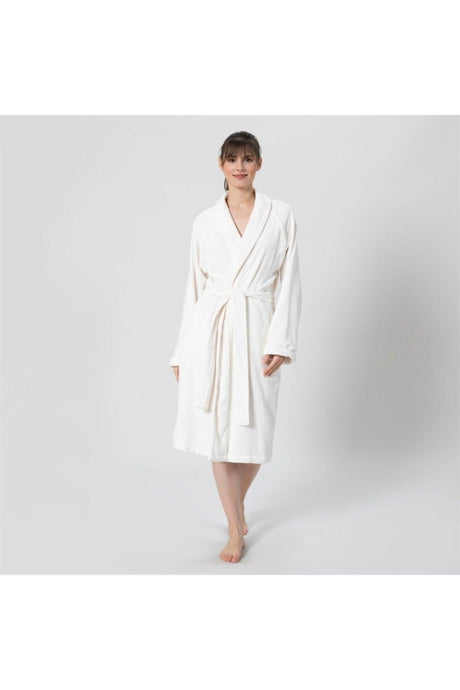 Solid Unisex Bathrobe Ecru