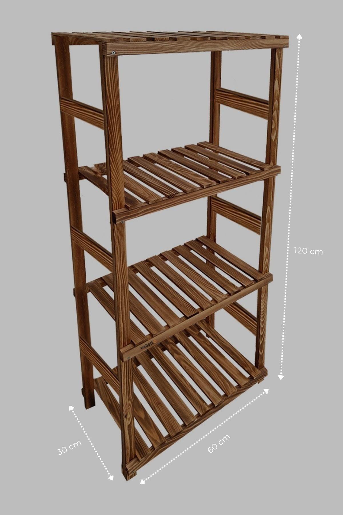 Solid Wood Decorative 4 Shelf Bathroom Shelf Walnutxl Mob115 - Swordslife