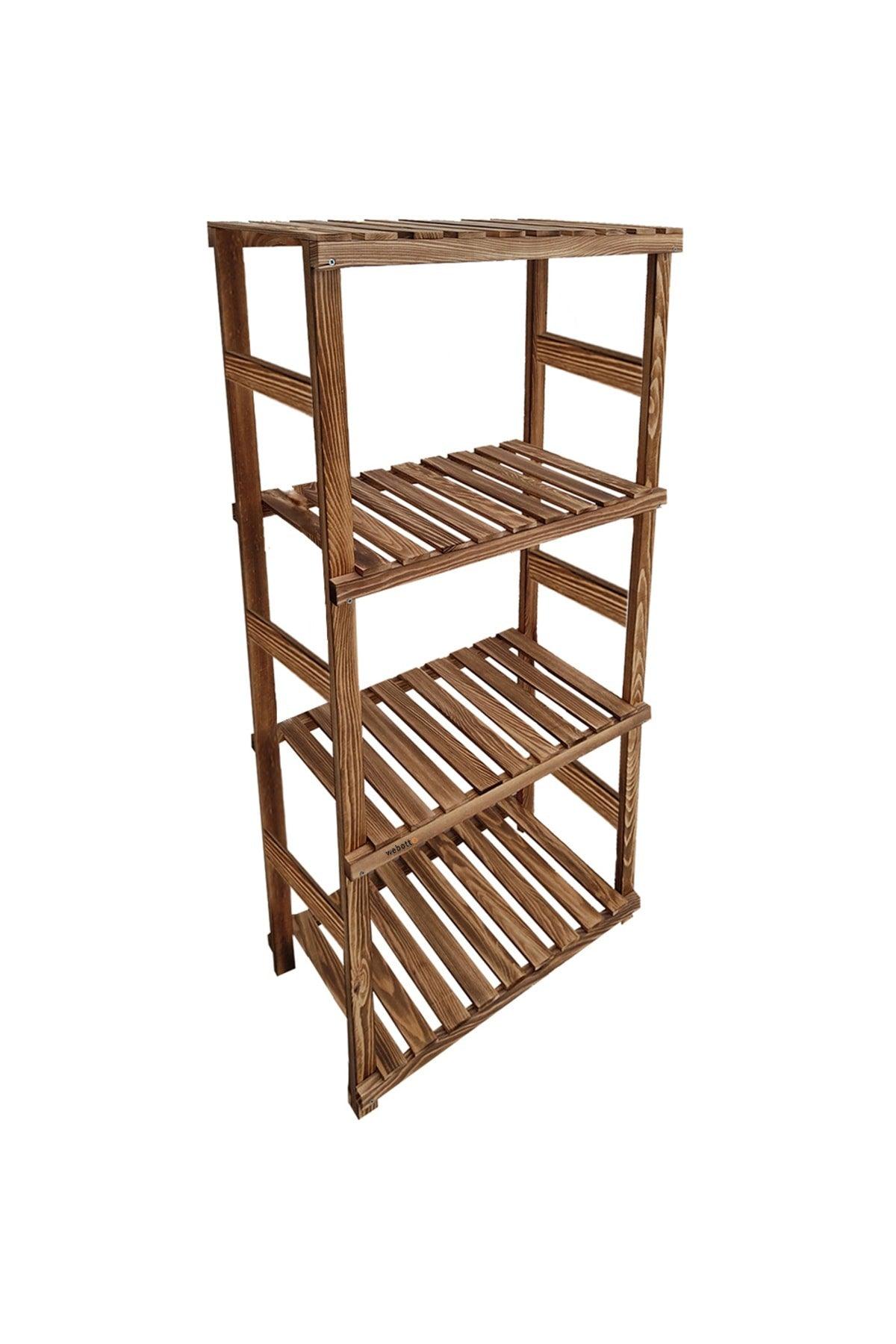 Solid Wood Decorative 4 Shelf Bathroom Shelf Walnutxl Mob115 - Swordslife