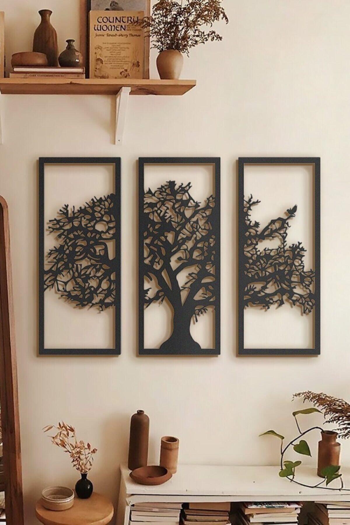 Last Spring Triple Black Sycamore Wood Wooden Table Decoration Living Room Office Design Leaf Decorative - Swordslife