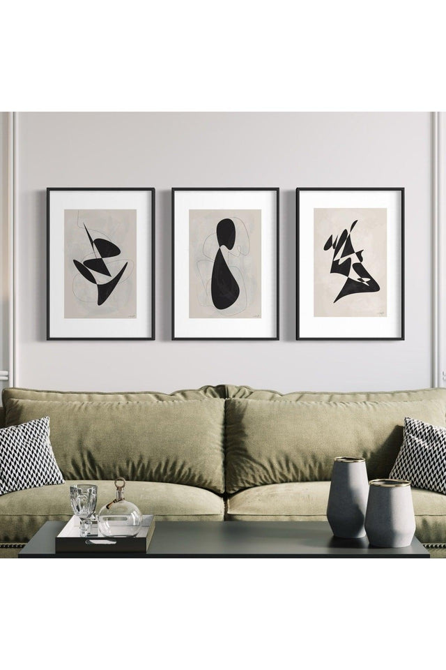 Abstract Black Patterns Set of 3 Unframed Posters, Modern Painting Poster, Wall Decoration - Swordslife