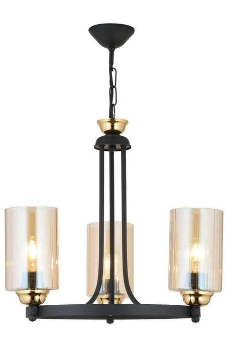 Space Triple Black Cylinder Glass Luxury Upward Facing Chandelier - Swordslife