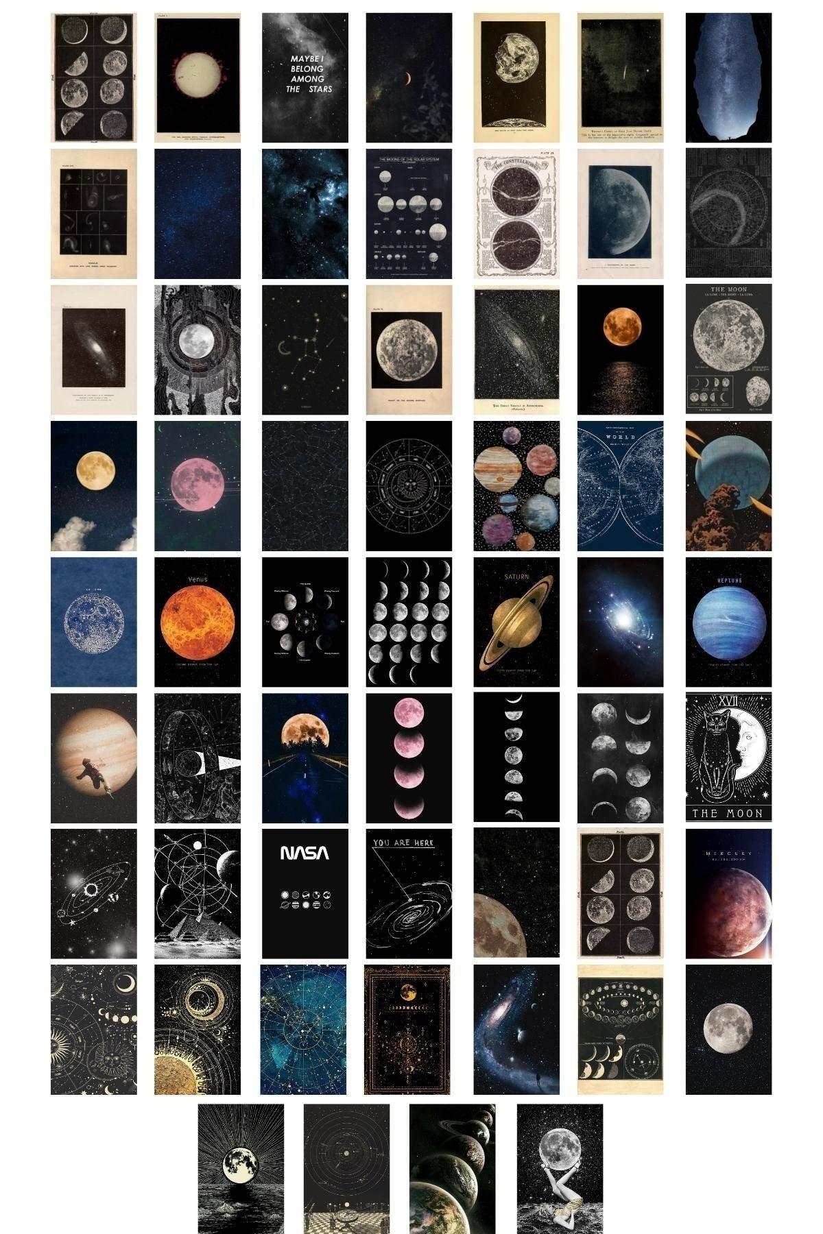 Space Poster Set - Collage Set - Room Decor - Wall Poster - Adhesive - Wall Decor - 60 Pieces - Swordslife