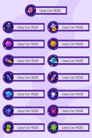 Space Theme Named School Label Notebook Pen