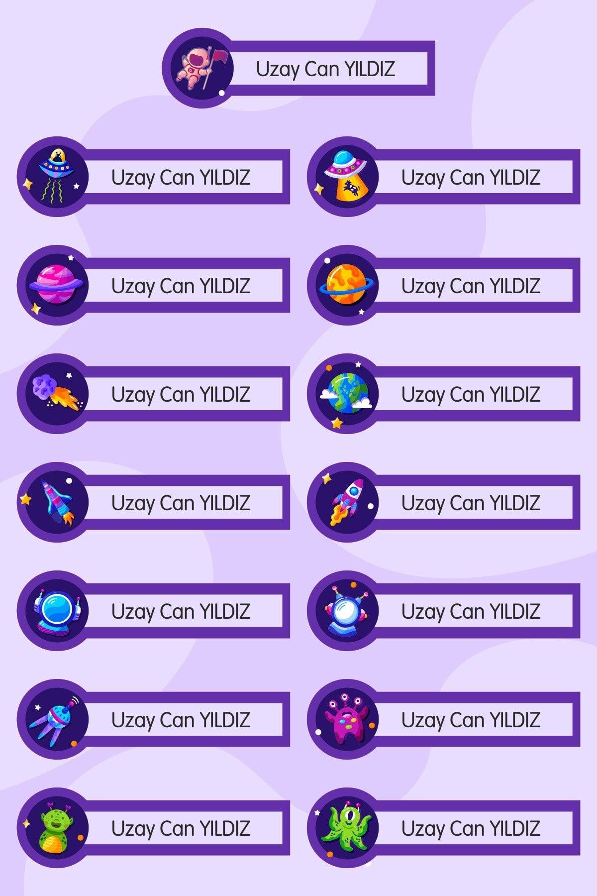 Space Theme Named School Label Notebook Pen