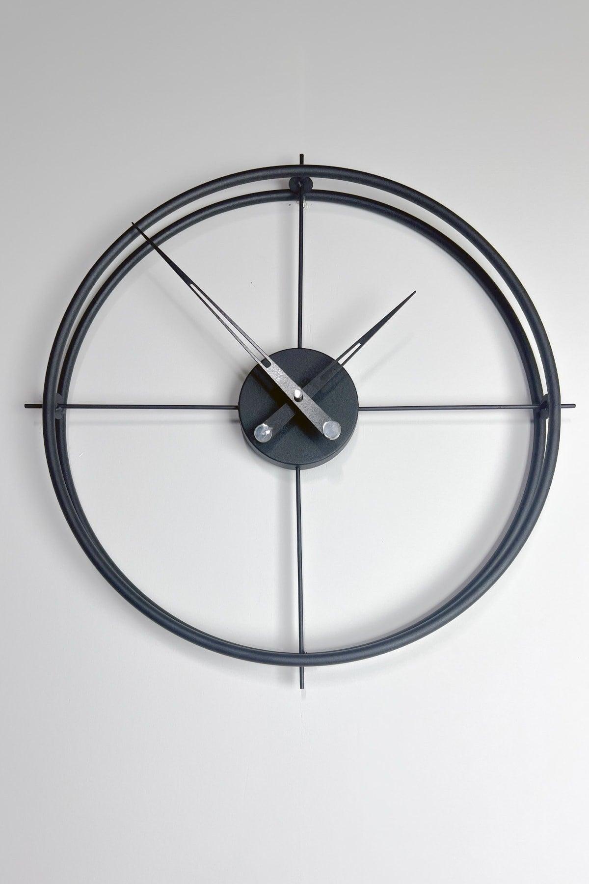 Spanish And Scandinavian Style 60 Cm Black, Wrought Iron Metal Minimalist Wall Clock - Swordslife