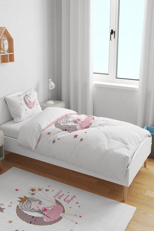 Sparkle Glittering Princess Moonkiz Patterned Single Bed Linen for Kids - Swordslife