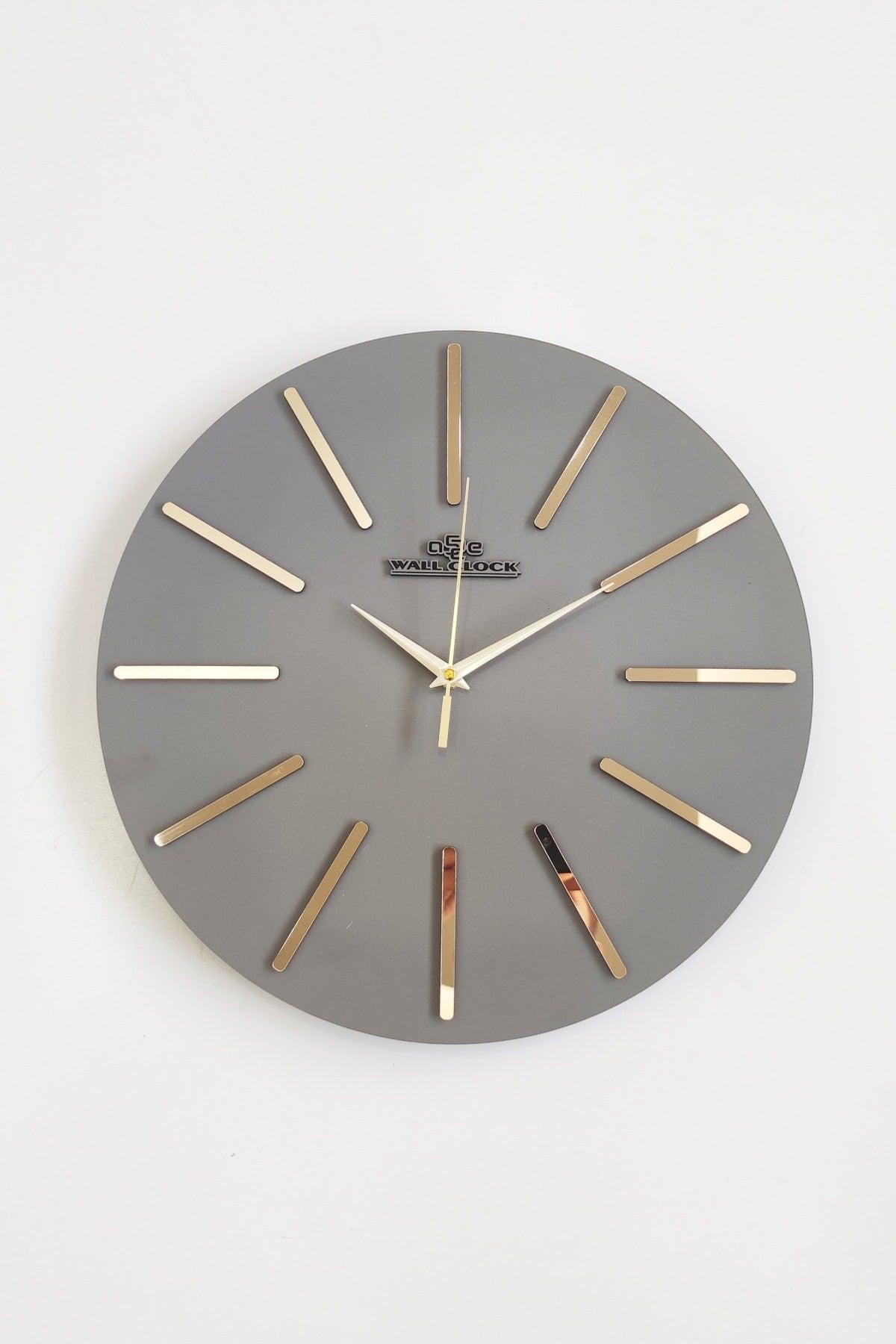 Special Decorative Mirrored Wall Clock Anthracite & Gold Silent Mechanism 37x37cm - Swordslife