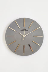 Special Decorative Mirrored Wall Clock Anthracite & Gold Silent Mechanism 37x37cm - Swordslife