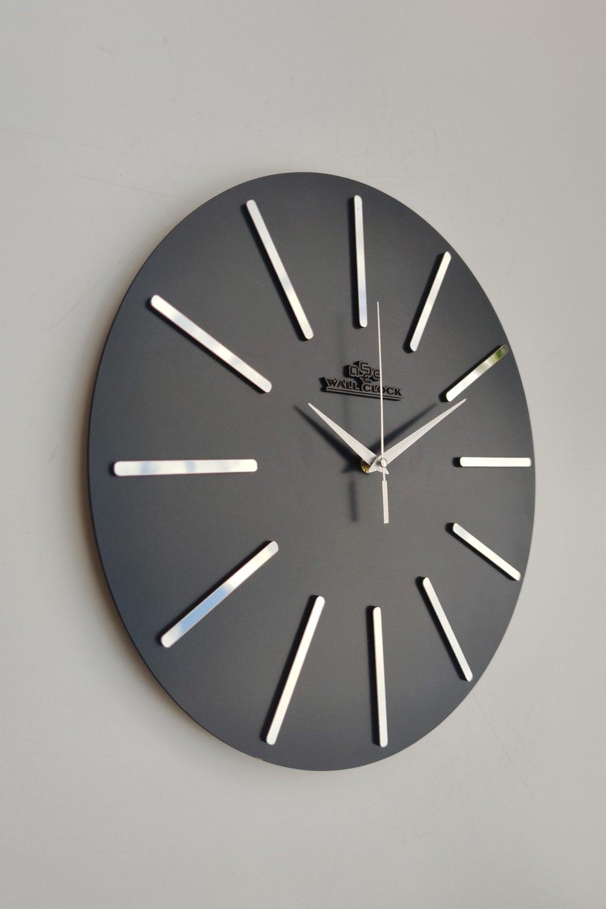 Special Decorative Mirrored Wall Clock Black & Silver Silent Mechanism 37x37cm - Swordslife