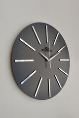 Special Decorative Mirrored Wall Clock Black & Silver Silent Mechanism 37x37cm - Swordslife