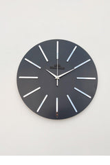 Special Decorative Mirrored Wall Clock Black & Silver Silent Mechanism 37x37cm - Swordslife