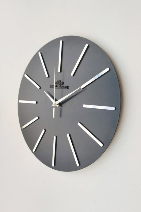 Special Decorative Mirrored Wall Clock Black & Silver Silent Mechanism 37x37cm - Swordslife