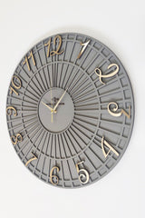 Special Striped Decorative Wall Clock Anthracite & Gold 50x50cm Silent Mechanism - Swordslife
