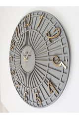 Special Striped Decorative Wall Clock Anthracite & Gold 50x50cm Silent Mechanism - Swordslife