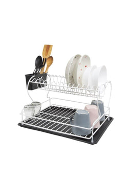 White Stainless Steel Two-Layer Dish Rack with Thermo-Plastic Coating