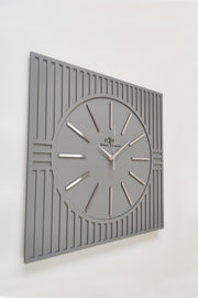Square Line Pattern Decorative Anthracite&silver Wall Clock 50x50cm - Swordslife